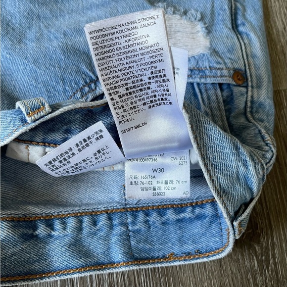 Levi's Blue Distressed Jean Shorts High-Waisted - Picture 5 of 5